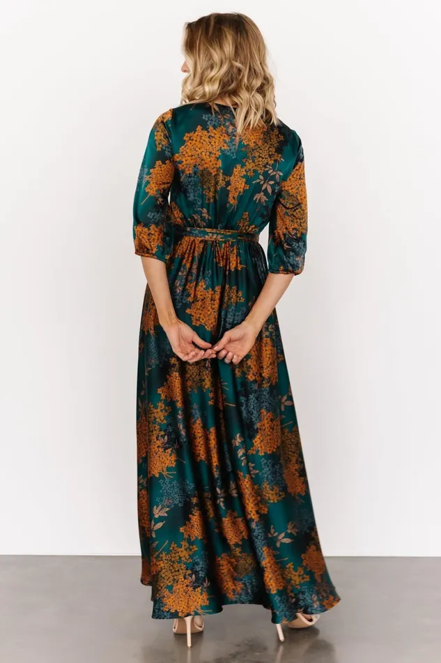 Paula Satin Maxi Dress Jade Multi Women Baltic Born Bump Friendly Paula Satin Maxi Dress Jade Multi Women Baltic Born Bump Friendly