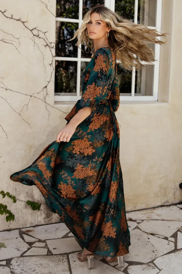 Paula Satin Maxi Dress Jade Multi Women Baltic Born Bump Friendly Paula Satin Maxi Dress Jade Multi Women Baltic Born Bump Friendly