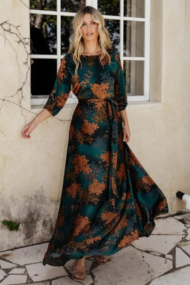 Paula Satin Maxi Dress Jade Multi Women Baltic Born Bump Friendly Paula Satin Maxi Dress Jade Multi Women Baltic Born Bump Friendly