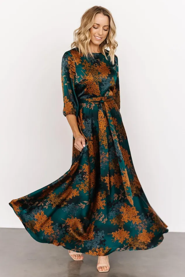 Paula Satin Maxi Dress Jade Multi Women Baltic Born Bump Friendly Paula Satin Maxi Dress Jade Multi Women Baltic Born Bump Friendly