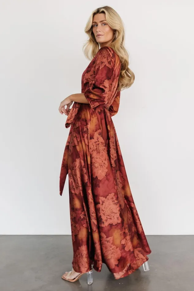 Paula Satin Maxi Dress Terracotta Floral Women Baltic Born Mother Of The Bride Paula Satin Maxi Dress Terracotta Floral Women Baltic Born Mother Of The Bride