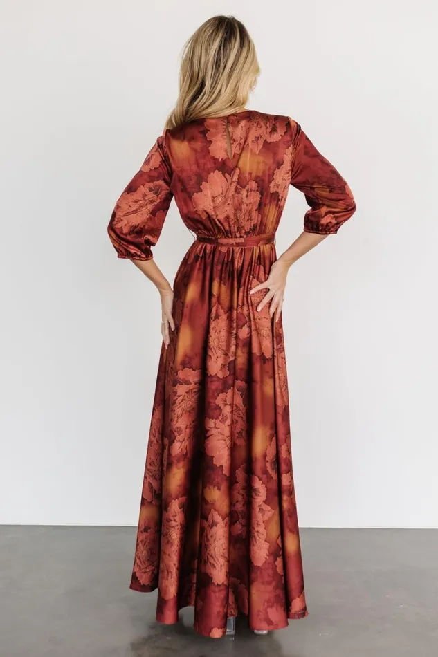Paula Satin Maxi Dress Terracotta Floral Women Baltic Born Mother Of The Bride Paula Satin Maxi Dress Terracotta Floral Women Baltic Born Mother Of The Bride