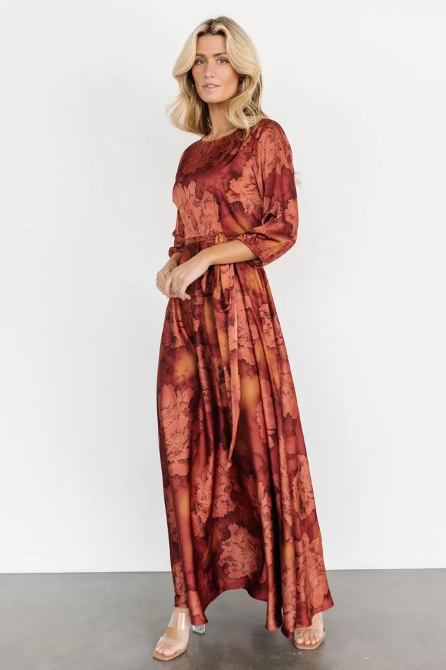 Paula Satin Maxi Dress Terracotta Floral Women Baltic Born Mother Of The Bride Paula Satin Maxi Dress Terracotta Floral Women Baltic Born Mother Of The Bride