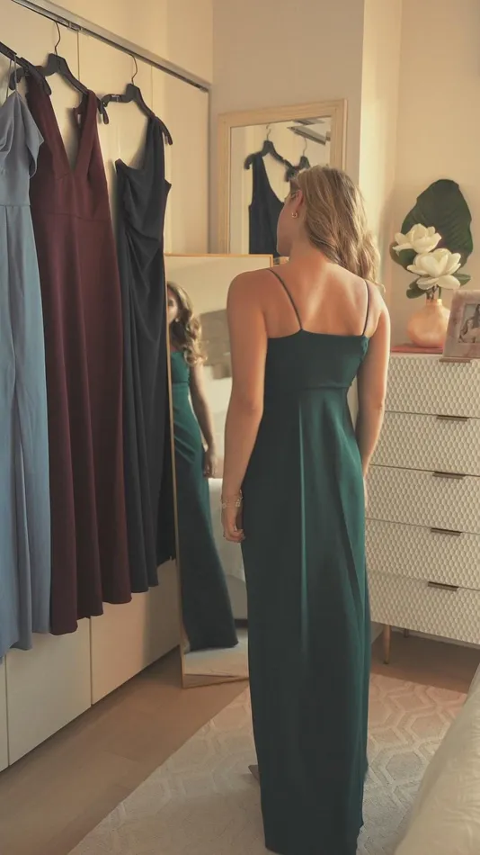 Paulina 4Way Stretch Crepe Gown 8211 Slate Blue Women Sachin and Babi Formal