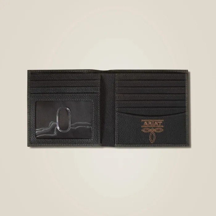 Pebble Leather Logo Bifold Wall Black Men Ariat Bags and Wallets Pebble Leather Logo Bifold Wall Black Men Ariat Bags and Wallets
