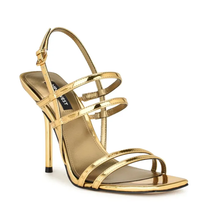 Penla Strappy Sandals Bronze Women Nine West High Heels Penla Strappy Sandals Bronze Women Nine West High Heels