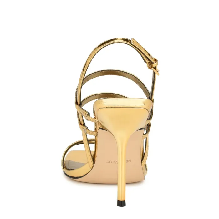 Penla Strappy Sandals Bronze Women Nine West High Heels Penla Strappy Sandals Bronze Women Nine West High Heels
