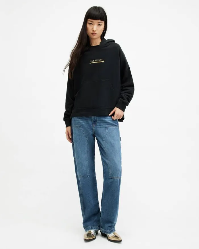 Perta Logo Oversized Etienne Hoodie Black Women AllSaints Sweatshirts and Hoodies Perta Logo Oversized Etienne Hoodie Black Women AllSaints Sweatshirts and Hoodies