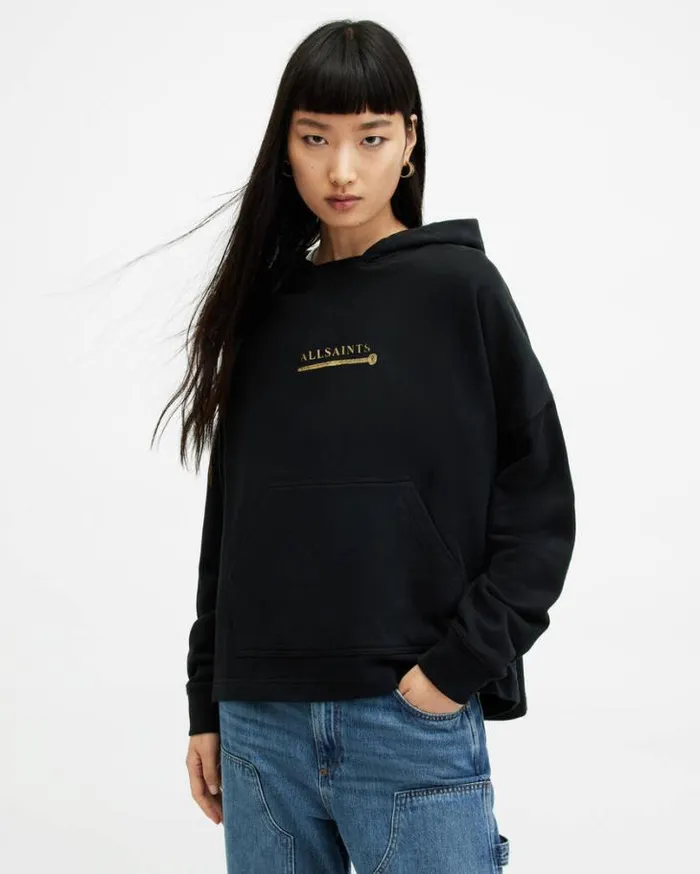 Perta Logo Oversized Etienne Hoodie Black Women AllSaints Sweatshirts and Hoodies Perta Logo Oversized Etienne Hoodie Black Women AllSaints Sweatshirts and Hoodies
