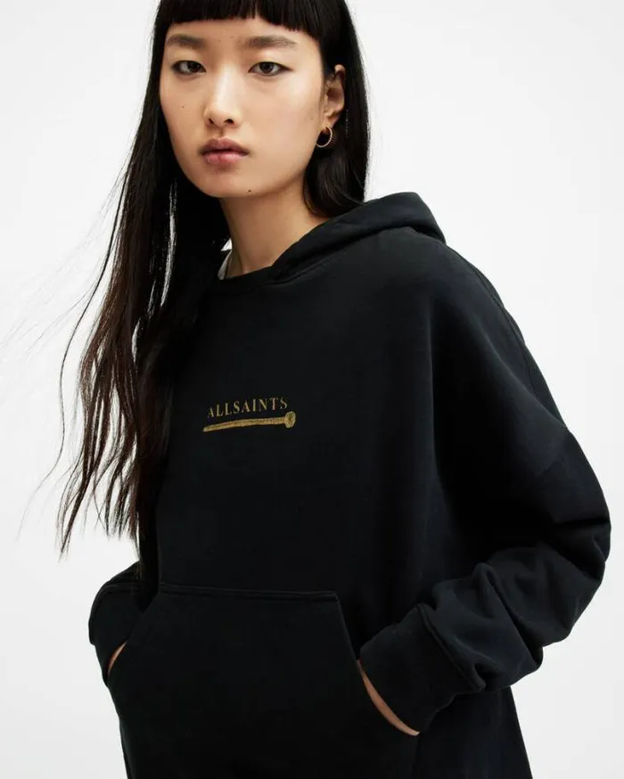 Perta Logo Oversized Etienne Hoodie Black Women AllSaints Sweatshirts and Hoodies Perta Logo Oversized Etienne Hoodie Black Women AllSaints Sweatshirts and Hoodies