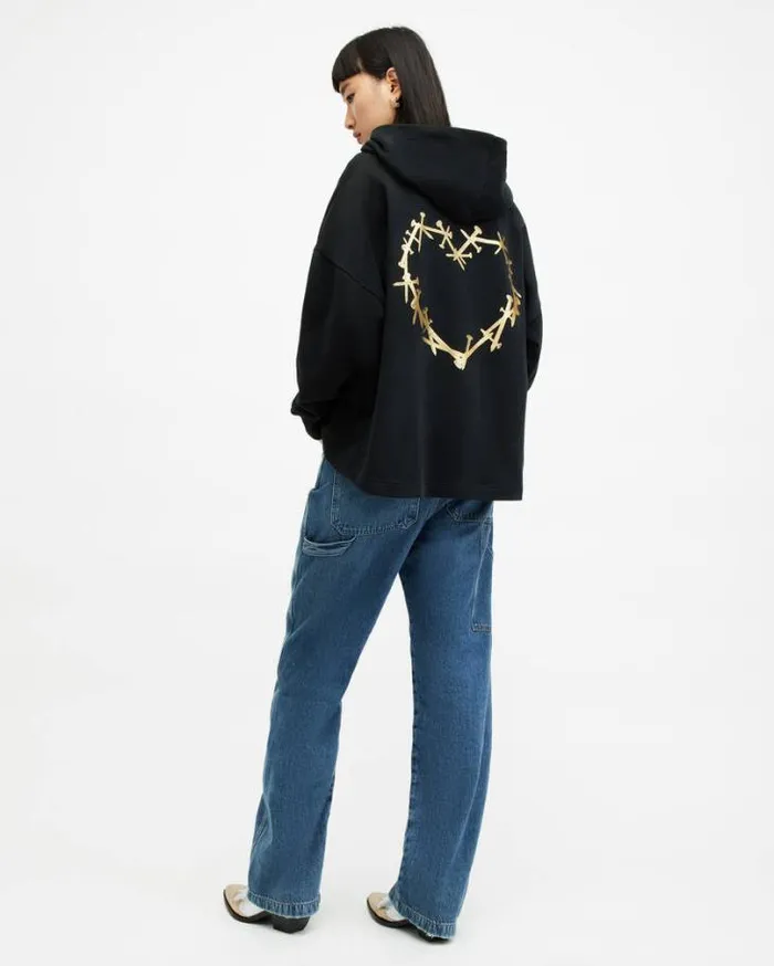 Perta Logo Oversized Etienne Hoodie Black Women AllSaints Sweatshirts and Hoodies Perta Logo Oversized Etienne Hoodie Black Women AllSaints Sweatshirts and Hoodies