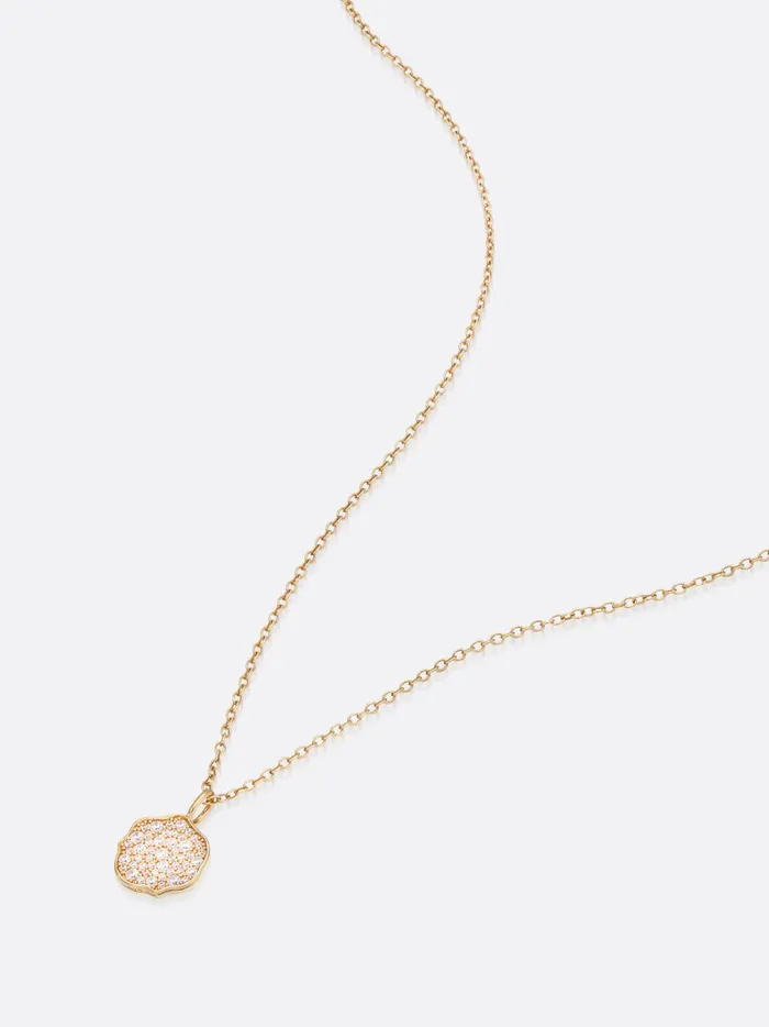 Petite Fleur Pav Diamond Mini Pendant Necklace Yellow Gold Women Brochu Walker Fine Jewelry