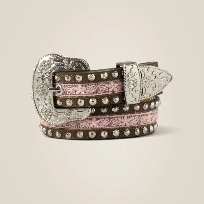 Pink Lace Stud Belt Brown Kids Ariat Belts