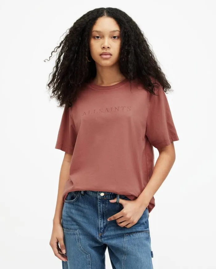 Pippa Oversized Boyfriend TShirt Rich Pink Women AllSaints Tops and Shirts