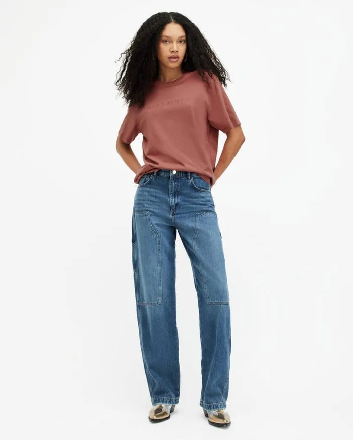 Pippa Oversized Boyfriend TShirt Rich Pink Women AllSaints Tops and Shirts