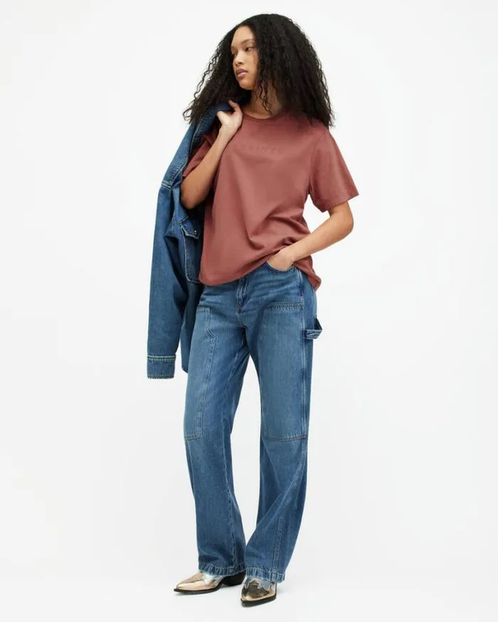 Pippa Oversized Boyfriend TShirt Rich Pink Women AllSaints Tops and Shirts