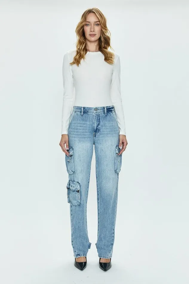 Pistola Denim Denim Women Bobbie Mid Rise Loose Straight Cargo 8211 Varsity Varsity