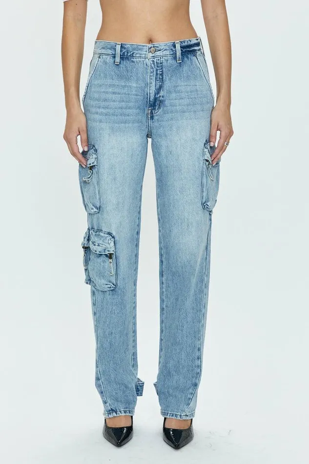 Pistola Denim Denim Women Bobbie Mid Rise Loose Straight Cargo 8211 Varsity Varsity