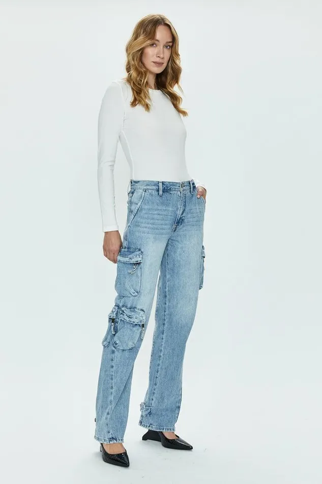 Pistola Denim Denim Women Bobbie Mid Rise Loose Straight Cargo 8211 Varsity Varsity