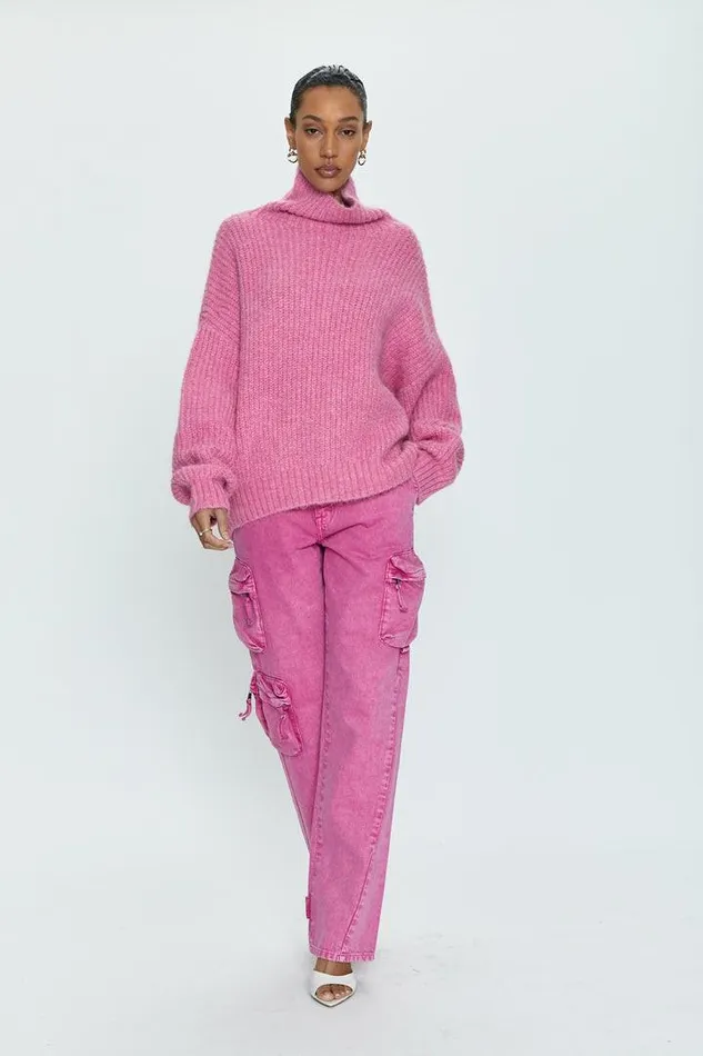 Pistola Denim Denim Women Bobbie Utility Mid Rise Loose Straight Cargo 8211 Pink Garnet Snow Pink Garnet Snow