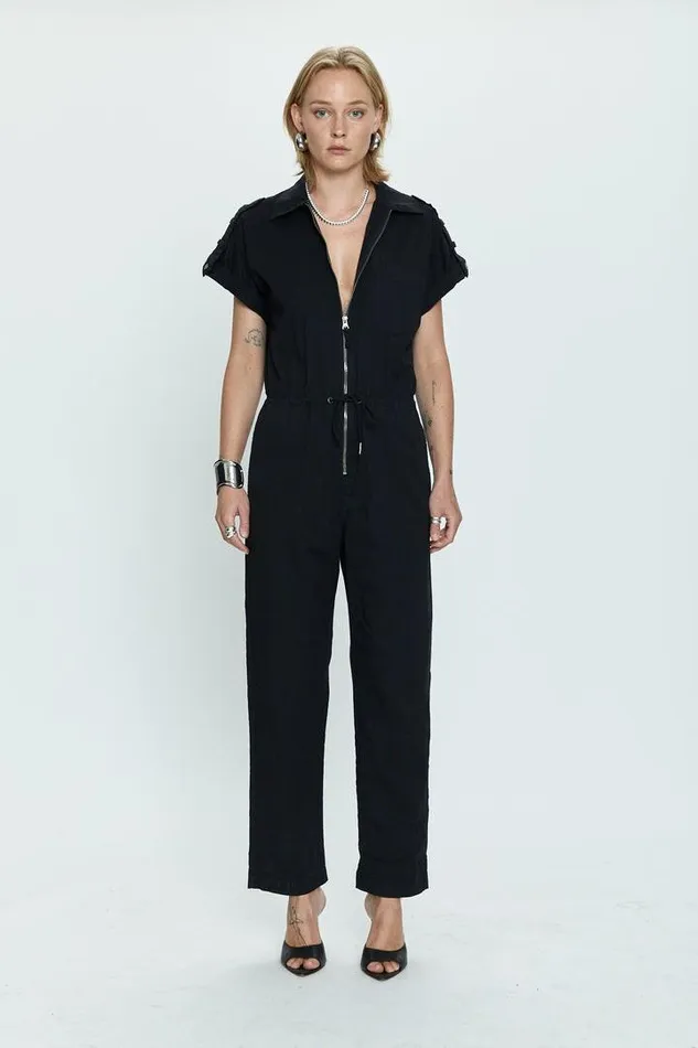 Pistola Denim Jumpsuits and Rompers Women Jordan Short Sleeve Zip Front Jumpsuit 8211 Fade To Black Fade To Black