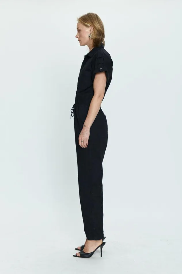 Pistola Denim Jumpsuits and Rompers Women Jordan Short Sleeve Zip Front Jumpsuit 8211 Fade To Black Fade To Black