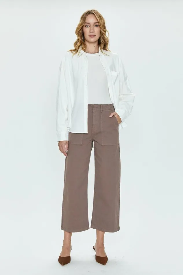 Pistola Denim Pants Women Sophia Wide Leg Utility Ankle 8211 Dark Mushroom Dark Mushroom