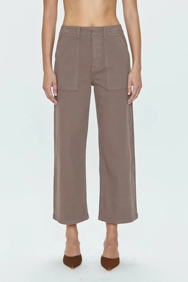 Pistola Denim Pants Women Sophia Wide Leg Utility Ankle 8211 Dark Mushroom Dark Mushroom