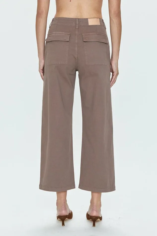 Pistola Denim Pants Women Sophia Wide Leg Utility Ankle 8211 Dark Mushroom Dark Mushroom