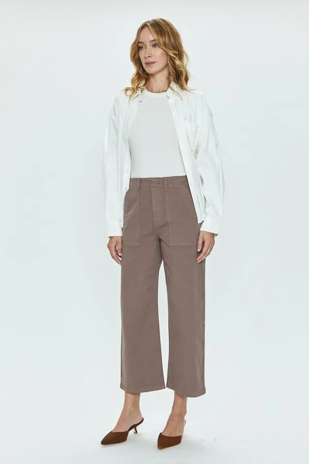 Pistola Denim Pants Women Sophia Wide Leg Utility Ankle 8211 Dark Mushroom Dark Mushroom