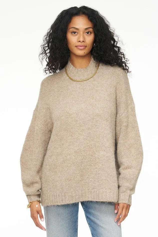 Pistola Denim Sweaters and Knits Women Carlen Mock Neck Sweater 8211 Taupe Taupe
