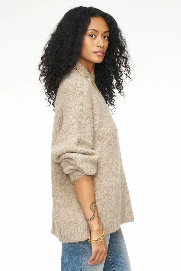 Pistola Denim Sweaters and Knits Women Carlen Mock Neck Sweater 8211 Taupe Taupe