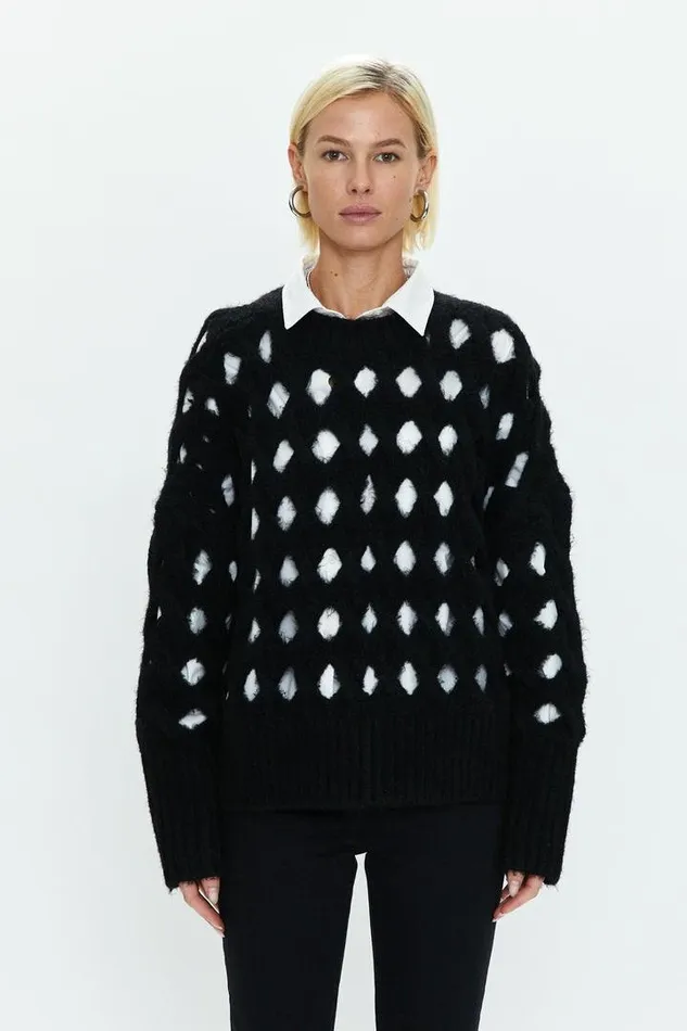 Pistola Denim Sweaters and Knits Women Darya Open Knit Pullover Sweater 8211 Midnight Midnight