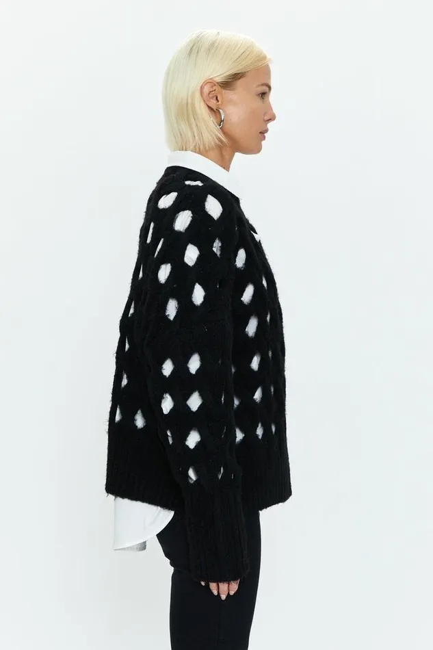 Pistola Denim Sweaters and Knits Women Darya Open Knit Pullover Sweater 8211 Midnight Midnight