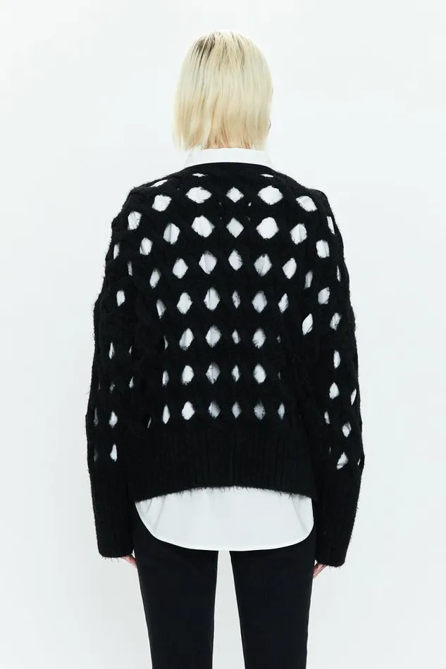 Pistola Denim Sweaters and Knits Women Darya Open Knit Pullover Sweater 8211 Midnight Midnight