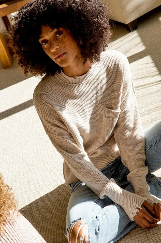 Pistola Denim Sweaters and Knits Women Darya Oversized Crewneck Pullover 8211 Dove Dove