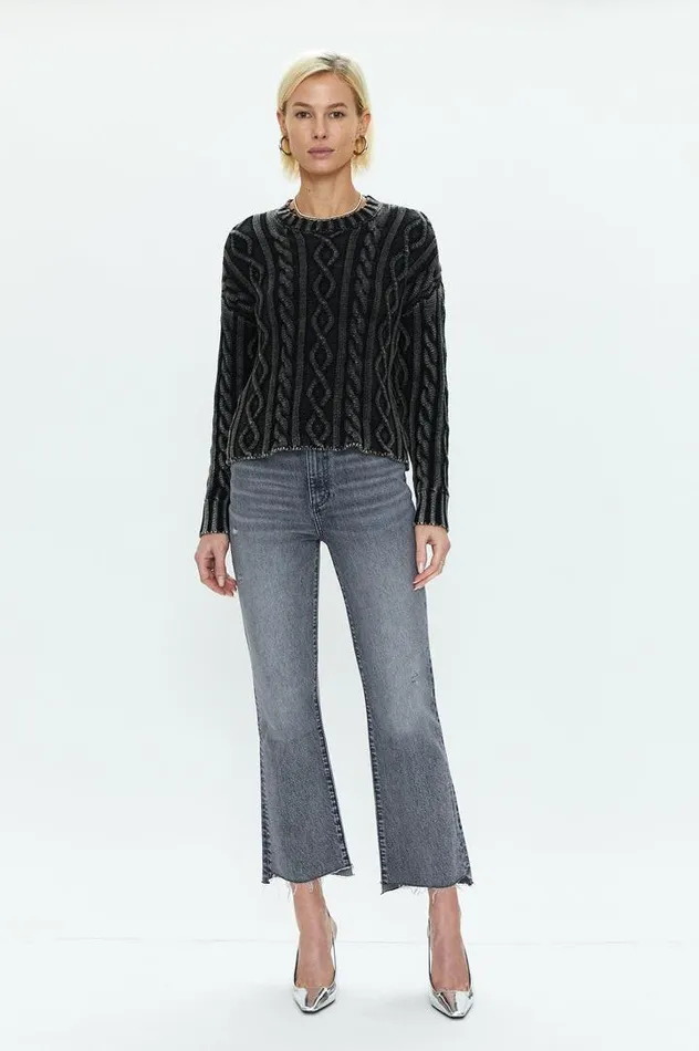 Pistola Denim Sweaters and Knits Women Eva Pullover Sweater 8211 Sandwashed Black Sandwashed Black