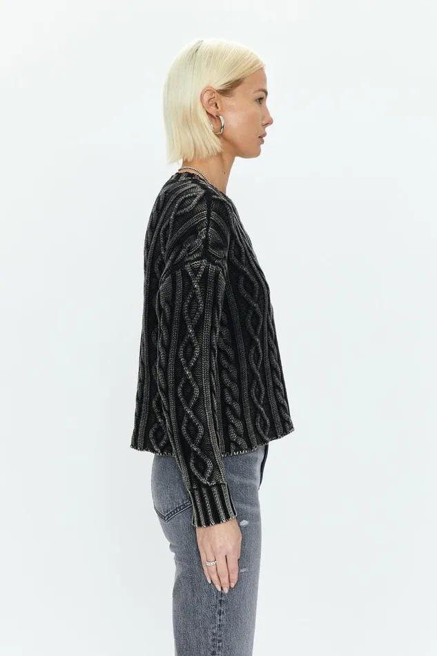 Pistola Denim Sweaters and Knits Women Eva Pullover Sweater 8211 Sandwashed Black Sandwashed Black