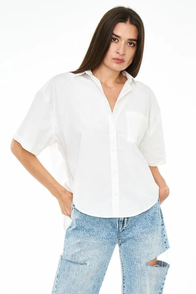 Pistola Denim Tops Women Cam Short Sleeve Button Down Shirt 8211 Le Blanc Le Blanc