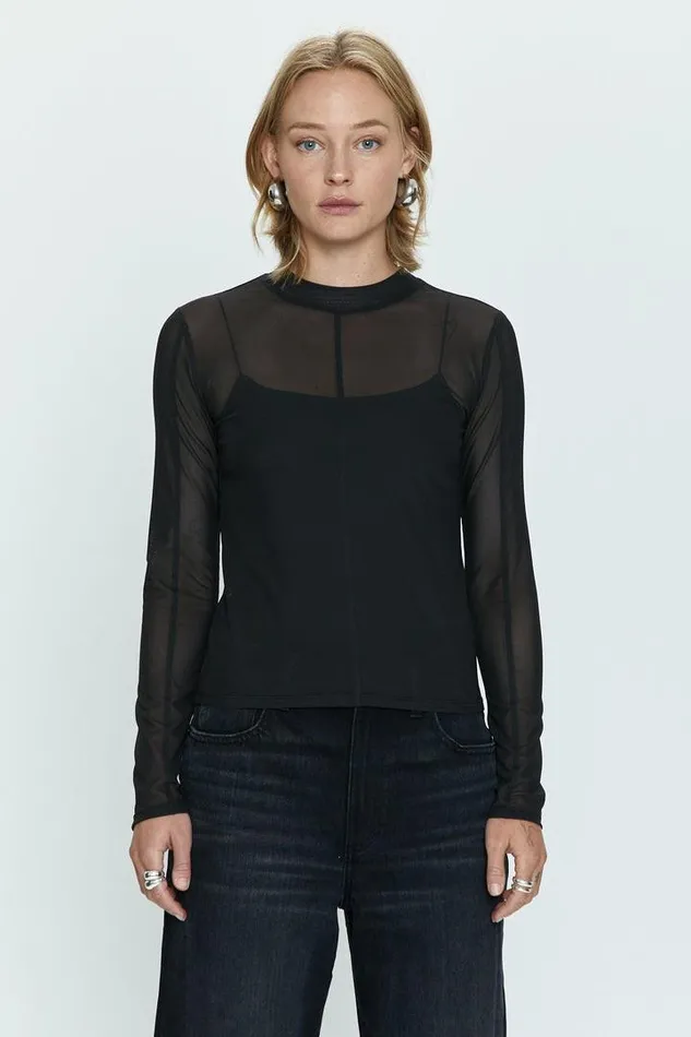 Pistola Denim Tops Women Gwen Long Sleeve Mesh Top 8211 Noir Noir