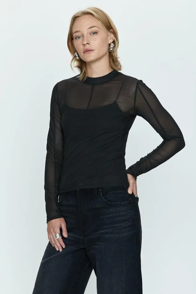 Pistola Denim Tops Women Gwen Long Sleeve Mesh Top 8211 Noir Noir