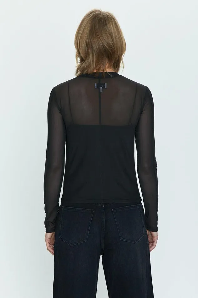 Pistola Denim Tops Women Gwen Long Sleeve Mesh Top 8211 Noir Noir