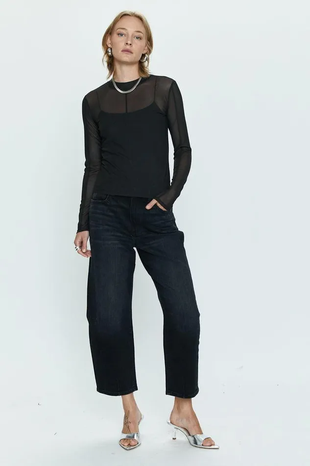 Pistola Denim Tops Women Gwen Long Sleeve Mesh Top 8211 Noir Noir