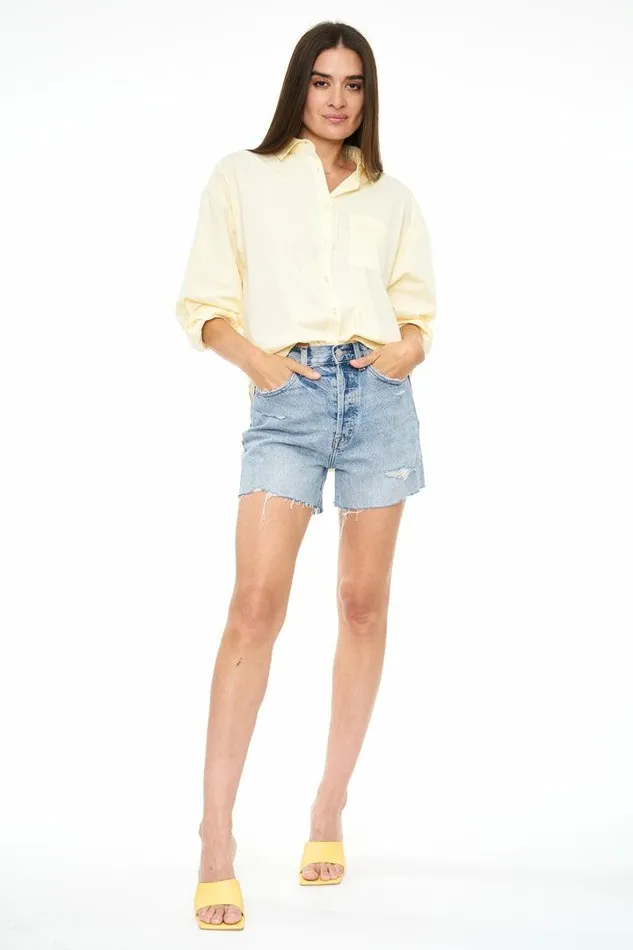 Pistola Denim Tops Women Sloane Long Sleeve Oversized Button Down Shirt 8211 Butter Yellow Butter Yellow