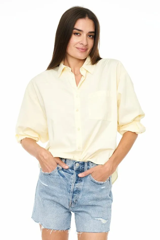 Pistola Denim Tops Women Sloane Long Sleeve Oversized Button Down Shirt 8211 Butter Yellow Butter Yellow