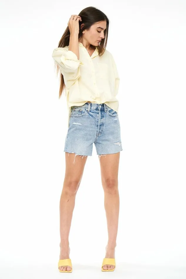 Pistola Denim Tops Women Sloane Long Sleeve Oversized Button Down Shirt 8211 Butter Yellow Butter Yellow