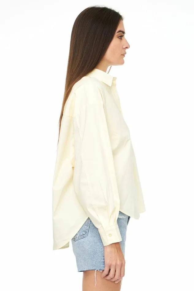 Pistola Denim Tops Women Sloane Long Sleeve Oversized Button Down Shirt 8211 Butter Yellow Butter Yellow