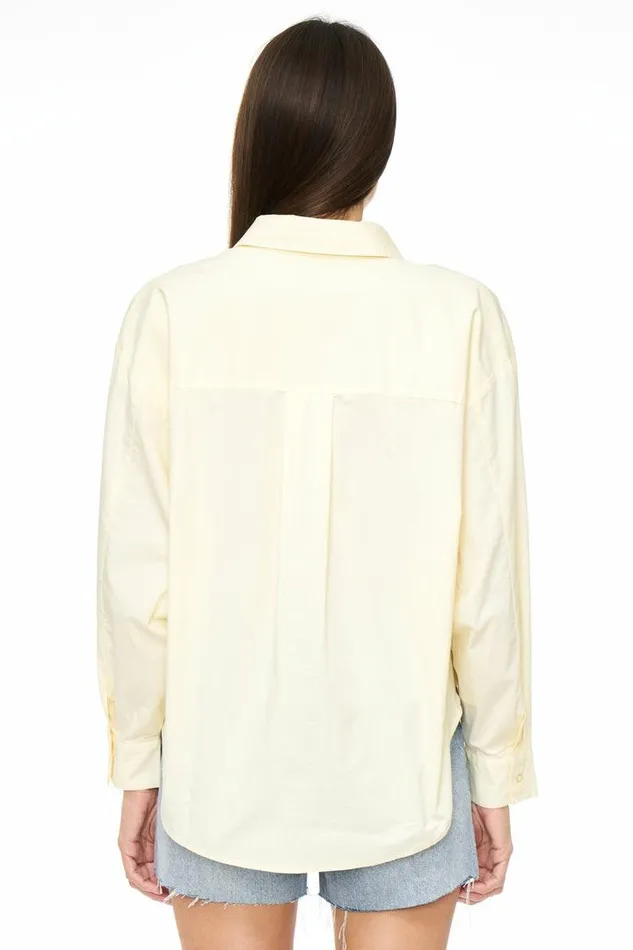 Pistola Denim Tops Women Sloane Long Sleeve Oversized Button Down Shirt 8211 Butter Yellow Butter Yellow
