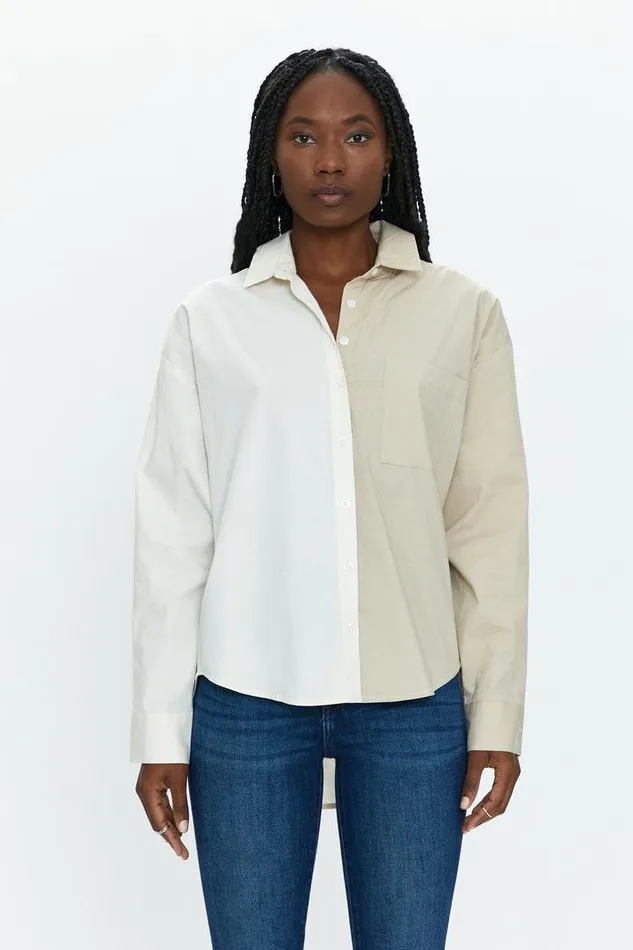 Pistola Denim Tops Women Sloane Long Sleeve Oversized Button Down Shirt 8211 Sesame Ecru Split Sesame Ecru Split Pistola Denim Tops Women Sloane Long Sleeve Oversized Button Down Shirt 8211 Sesame Ecru Split Sesame Ecru Split