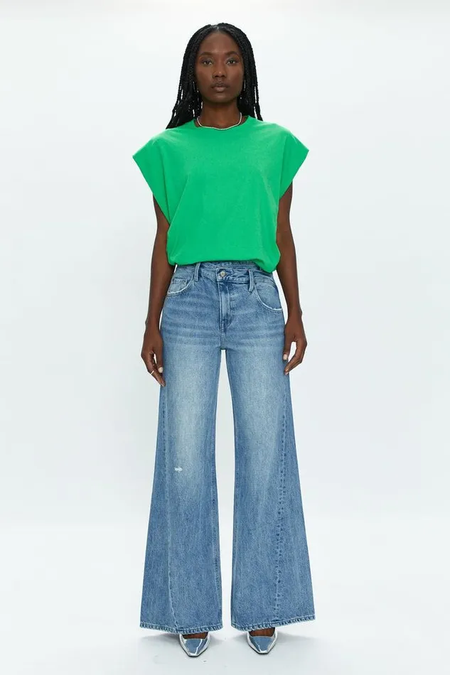 Pistola Denim Tops Women Trina Muscle Tee 8211 Green Apple Green Apple